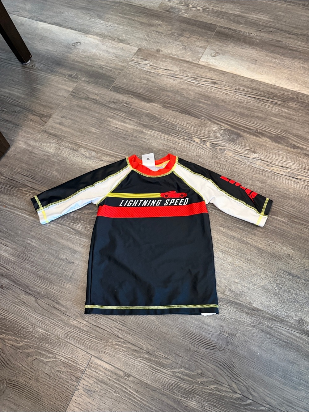 Disney Lightning Speed Black & Red Rash Guard Swim Shirt